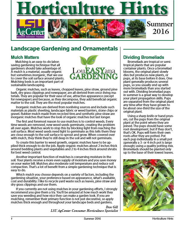 Horticulture Hints Summer 2016